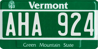 VT license plate AHA924