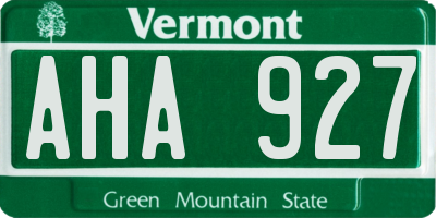 VT license plate AHA927
