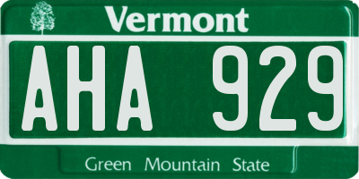 VT license plate AHA929