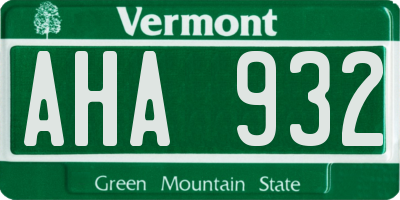 VT license plate AHA932