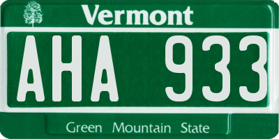 VT license plate AHA933