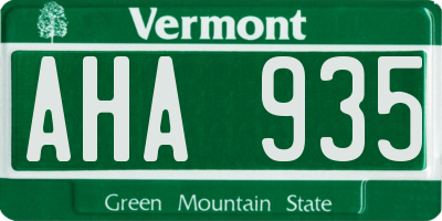 VT license plate AHA935