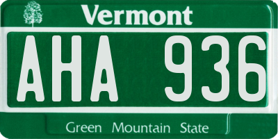 VT license plate AHA936