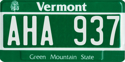 VT license plate AHA937