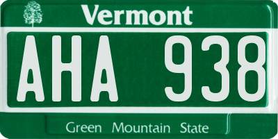 VT license plate AHA938