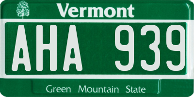 VT license plate AHA939