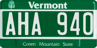 VT license plate AHA940