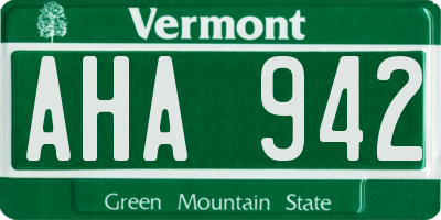 VT license plate AHA942