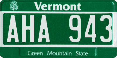 VT license plate AHA943