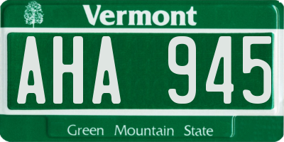 VT license plate AHA945