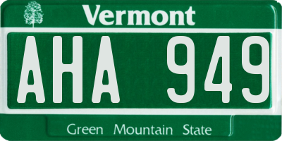 VT license plate AHA949