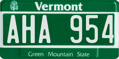 VT license plate AHA954
