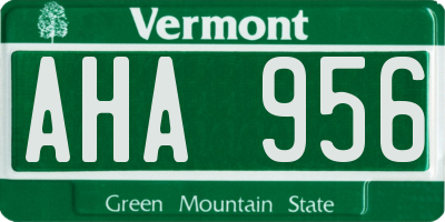 VT license plate AHA956