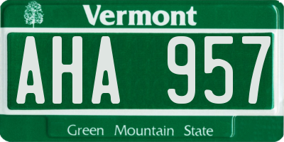 VT license plate AHA957