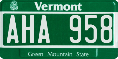 VT license plate AHA958