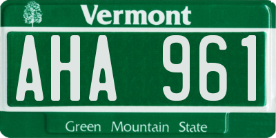 VT license plate AHA961