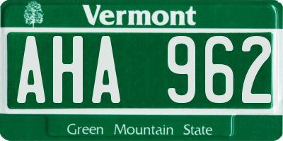 VT license plate AHA962