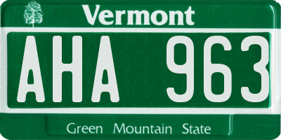 VT license plate AHA963