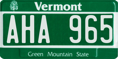 VT license plate AHA965