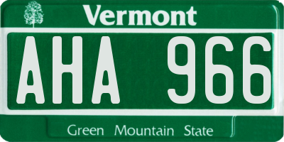 VT license plate AHA966