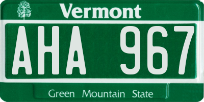 VT license plate AHA967
