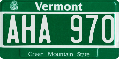 VT license plate AHA970