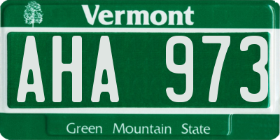 VT license plate AHA973