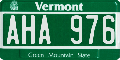 VT license plate AHA976