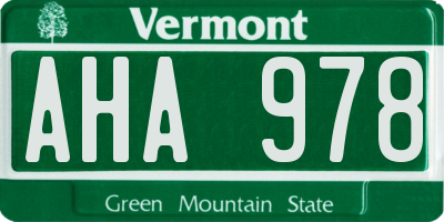 VT license plate AHA978