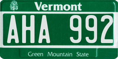 VT license plate AHA992