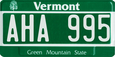 VT license plate AHA995