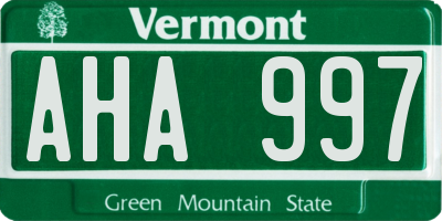 VT license plate AHA997
