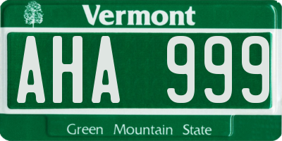 VT license plate AHA999