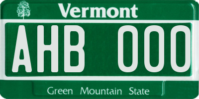 VT license plate AHB000