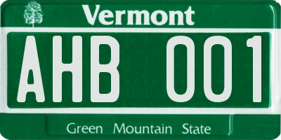 VT license plate AHB001