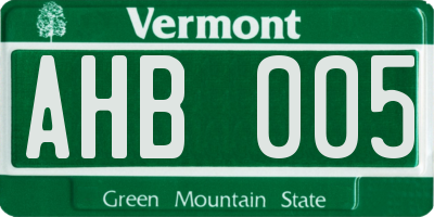 VT license plate AHB005