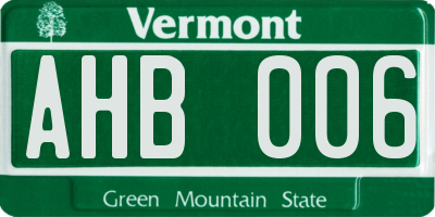 VT license plate AHB006