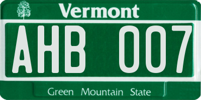 VT license plate AHB007