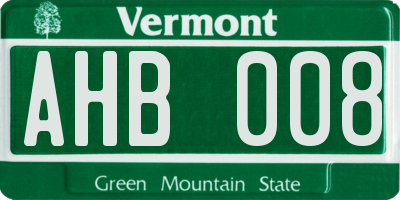 VT license plate AHB008