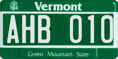 VT license plate AHB010