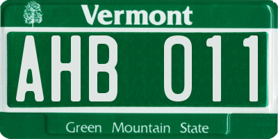 VT license plate AHB011