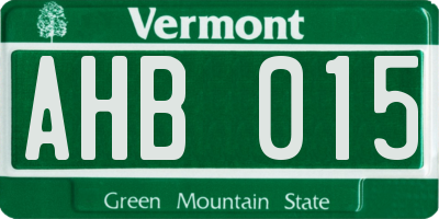 VT license plate AHB015
