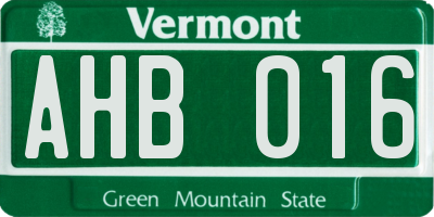 VT license plate AHB016