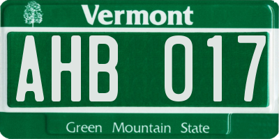 VT license plate AHB017