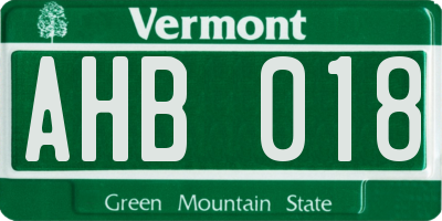 VT license plate AHB018