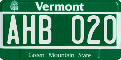 VT license plate AHB020