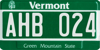 VT license plate AHB024