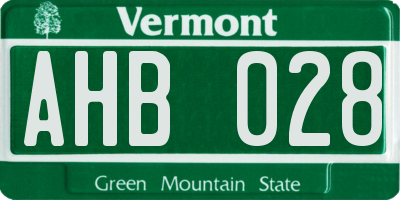 VT license plate AHB028
