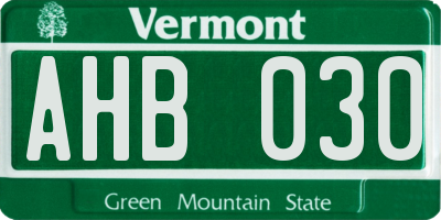 VT license plate AHB030