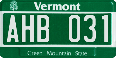 VT license plate AHB031